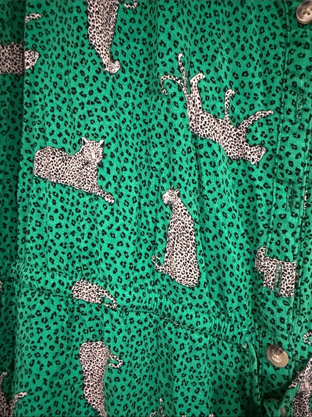 torrid Green Cat-Print Romper with Button Front - Picture 3 of 3